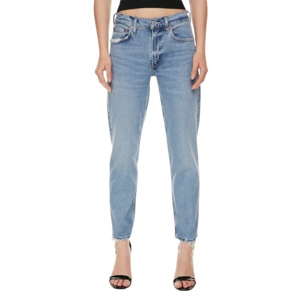 Agolde Kye Mid Rise Straight Leg Crop Jeans Size 25 In Forseen Faded Distressed - Picture 2 of 16